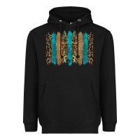 Black glitter turqoise leopard tooled leather background Heavyweight Hoodie - RanaPortraitStore
