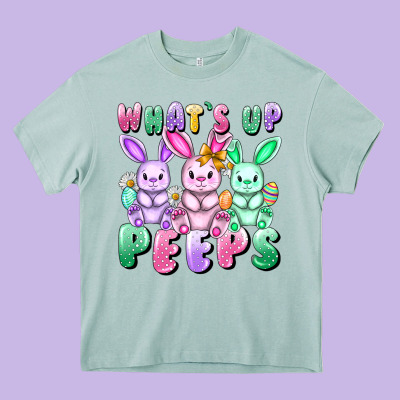 What's Up Peeps Easter Bunnies Easter Day Heavy Core Tee Designed By Cowgirlartshop