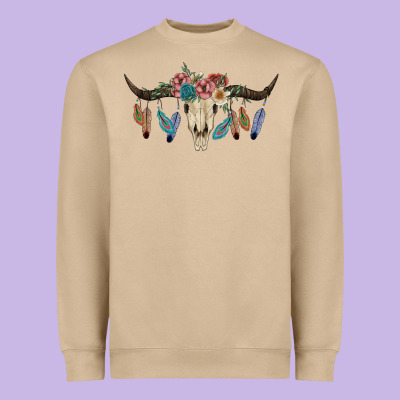 Texas Longhorn Bull Skull Heavyweight Sweatshirt Designed By Jahusdesignshop