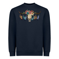 Navy Texas Longhorn Bull Skull Heavyweight Sweatshirt - JahusDesignShop