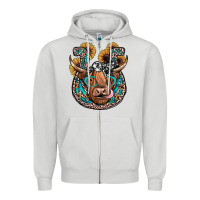 Dove Grey highland cow horseshoe Zipper Hoodie - JahusDesignShop