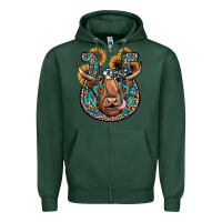 Sports Green highland cow horseshoe Zipper Hoodie - JahusDesignShop