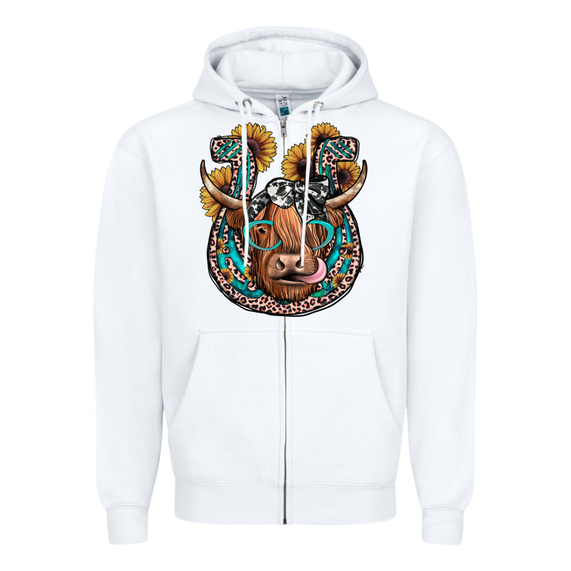 Highland Cow Horseshoe Zipper Hoodie by JahusDesignShop | Teevron
