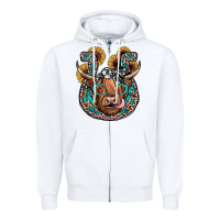 White highland cow horseshoe Zipper Hoodie - JahusDesignShop