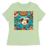 Matcha dog coffee cups and food container with cowhide seamless pattern bbs Ladies Tee - BundleAndBundleShop