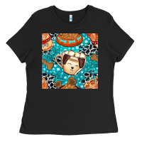 Black dog coffee cups and food container with cowhide seamless pattern bbs Ladies Tee - BundleAndBundleShop