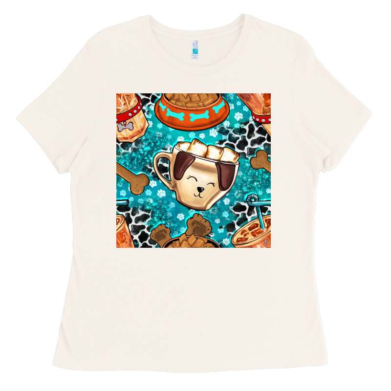 Dog Coffee Cups And Food Container With Cowhide Seamless Pattern Bbs Ladies Tee by BundleAndBundleShop | Teevron