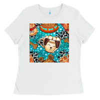 White dog coffee cups and food container with cowhide seamless pattern bbs Ladies Tee - BundleAndBundleShop