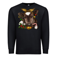 Black christmas baby cow Premium Sweatshirt - RanaPortraitStore