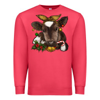 Cardinal christmas baby cow Premium Sweatshirt - RanaPortraitStore