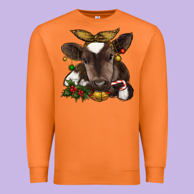 Christmas Baby Cow Premium Sweatshirt Designed By Ranaportraitstore