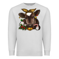Dove Grey christmas baby cow Premium Sweatshirt - RanaPortraitStore