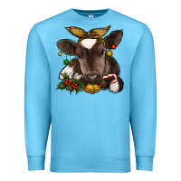 Ocean Blue christmas baby cow Premium Sweatshirt - RanaPortraitStore