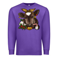 Purple christmas baby cow Premium Sweatshirt - RanaPortraitStore