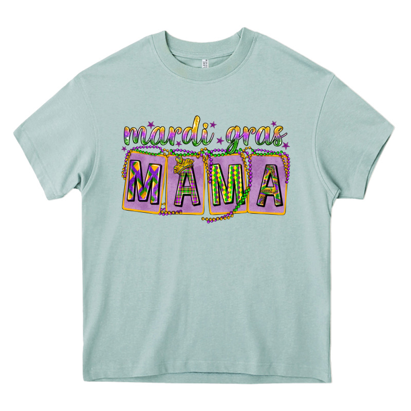 Mardi Gras Mama With Beads Heavy Core Tee by HowdyJamesFarm | Teevron