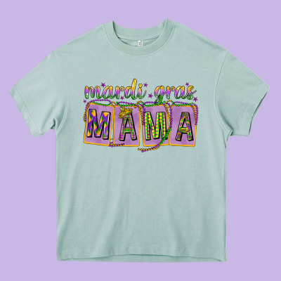 Mardi Gras Mama With Beads Heavy Core Tee Designed By Howdyjamesfarm