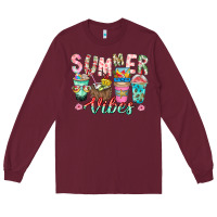 Burgundy Summer Vibes Long Sleeve Tee - CowhideDigitalArt