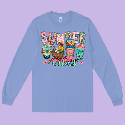 Summer Vibes Long Sleeve Tee Designed By Cowhidedigitalart