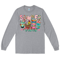 Heather Grey Summer Vibes Long Sleeve Tee - CowhideDigitalArt