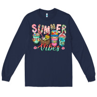 Navy Summer Vibes Long Sleeve Tee - CowhideDigitalArt