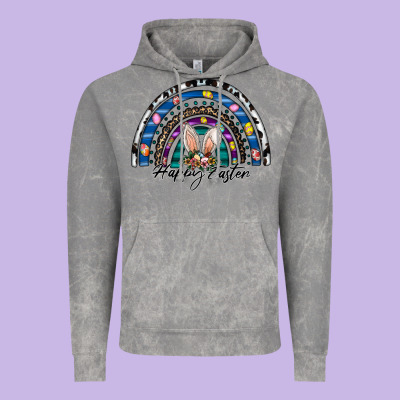 Happy Easter Rainbow Vintage Hoodie Designed By Cowhidedigitalart