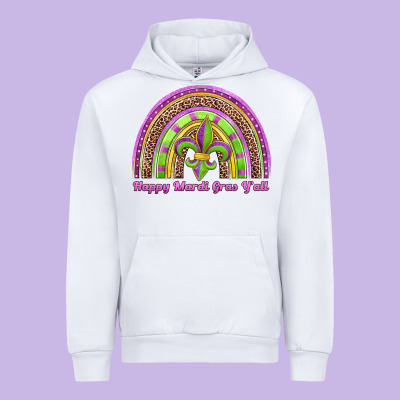 Happy Mardi Gras Y'all Rainbow Urban Hoodie Designed By Jasminsmagicworld