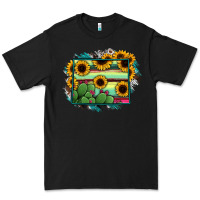 Black Wyoming Map Sunflower Cactus Serape Premium Tee - RanaPortraitStore