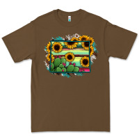 Cacao Wyoming Map Sunflower Cactus Serape Premium Tee - RanaPortraitStore