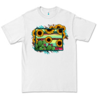 White Wyoming Map Sunflower Cactus Serape Premium Tee - RanaPortraitStore