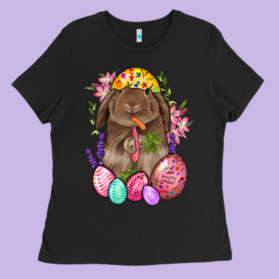 Rabbit And Carrot Easter Ladies Tee Designed By Bundleandbundleshop