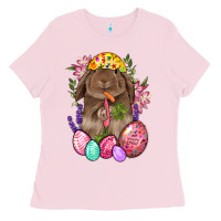 Bubblegum Pink Rabbit And Carrot Easter Ladies Tee - BundleAndBundleShop
