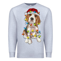 Heather Grey christmas beagle Premium Sweatshirt - RanaPortraitStore