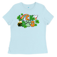 Baby Blue lucky dog St. Patricks Day Ladies Tee - FaDigitalArtStudio