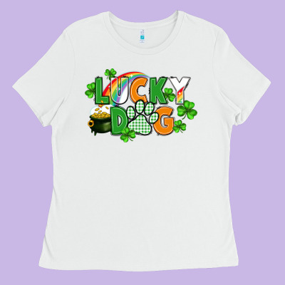 Lucky Dog St. Patricks Day Ladies Tee Designed By Fadigitalartstudio