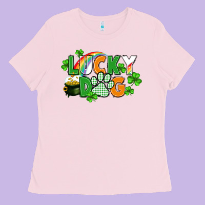 Lucky Dog St. Patricks Day Ladies Tee Designed By Fadigitalartstudio