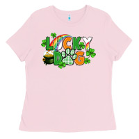 Bubblegum Pink lucky dog St. Patricks Day Ladies Tee - FaDigitalArtStudio