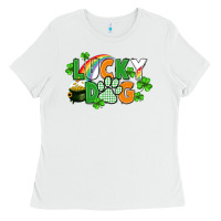 White lucky dog St. Patricks Day Ladies Tee - FaDigitalArtStudio