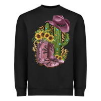Black Pink Cowboy Boots Heavyweight Sweatshirt - JahusDesignShop