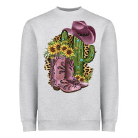 Heather Grey Pink Cowboy Boots Heavyweight Sweatshirt - JahusDesignShop