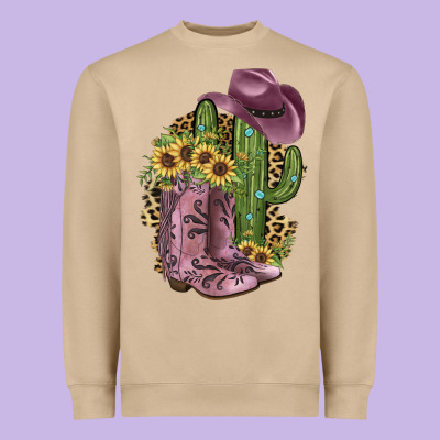Pink Cowboy Boots Heavyweight Sweatshirt Designed By Jahusdesignshop