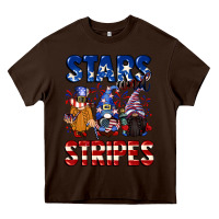 Chocolate Brown Stars and stripes gnomes 4th of july Heavy Core Tee - CowGirlArtShop