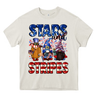 Cream Stars and stripes gnomes 4th of july Heavy Core Tee - CowGirlArtShop