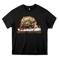 Black Merry christmas skull Heavy Core Tee - RanaPortraitStore