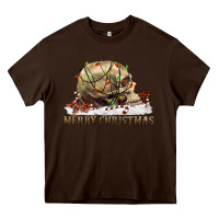Chocolate Brown Merry christmas skull Heavy Core Tee - RanaPortraitStore