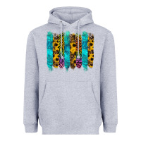 Heather Grey turquoise leopard sunflowers colorful Heavyweight Hoodie - RanaPortraitStore