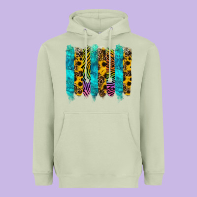 Turquoise Leopard Sunflowers Colorful Heavyweight Hoodie Designed By Ranaportraitstore