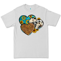 Dove Grey cowhide leopard hearts Premium Tee - OliviaCreatesArt