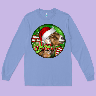 Nubian Goat Christmas Long Sleeve Tee Designed By Lillyallendesigns
