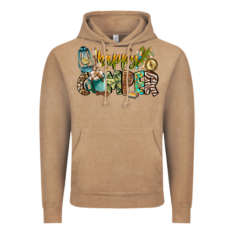Happy Camper Vintage Hoodie by CowhideDigitalArt | Teevron