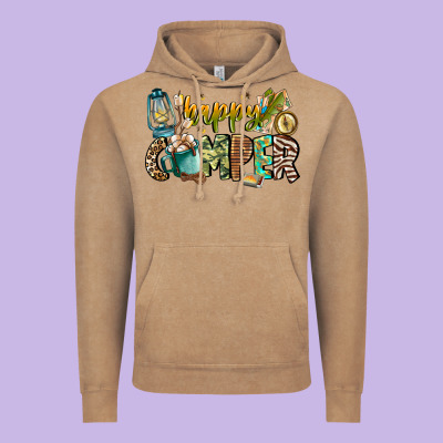 Happy Camper Vintage Hoodie Designed By Cowhidedigitalart
